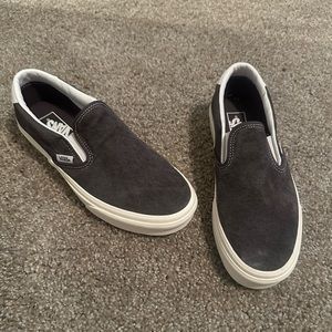 Suede Gray Vans Slip-ons